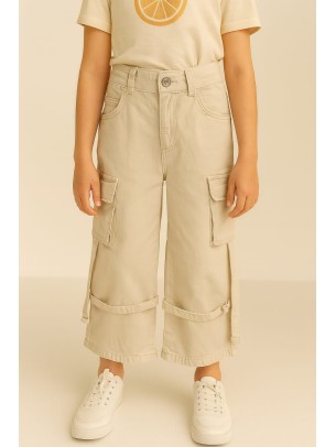 Παιδικο Παντελονι Για Κοριτσι 6-10 Χρονων Μπεζ