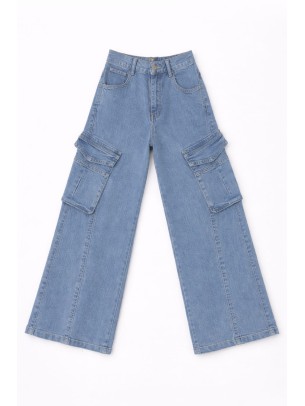 Παιδικό Παντελόνι Τζιν Για Κορίτσι 9-12 Χρονών Μπλε