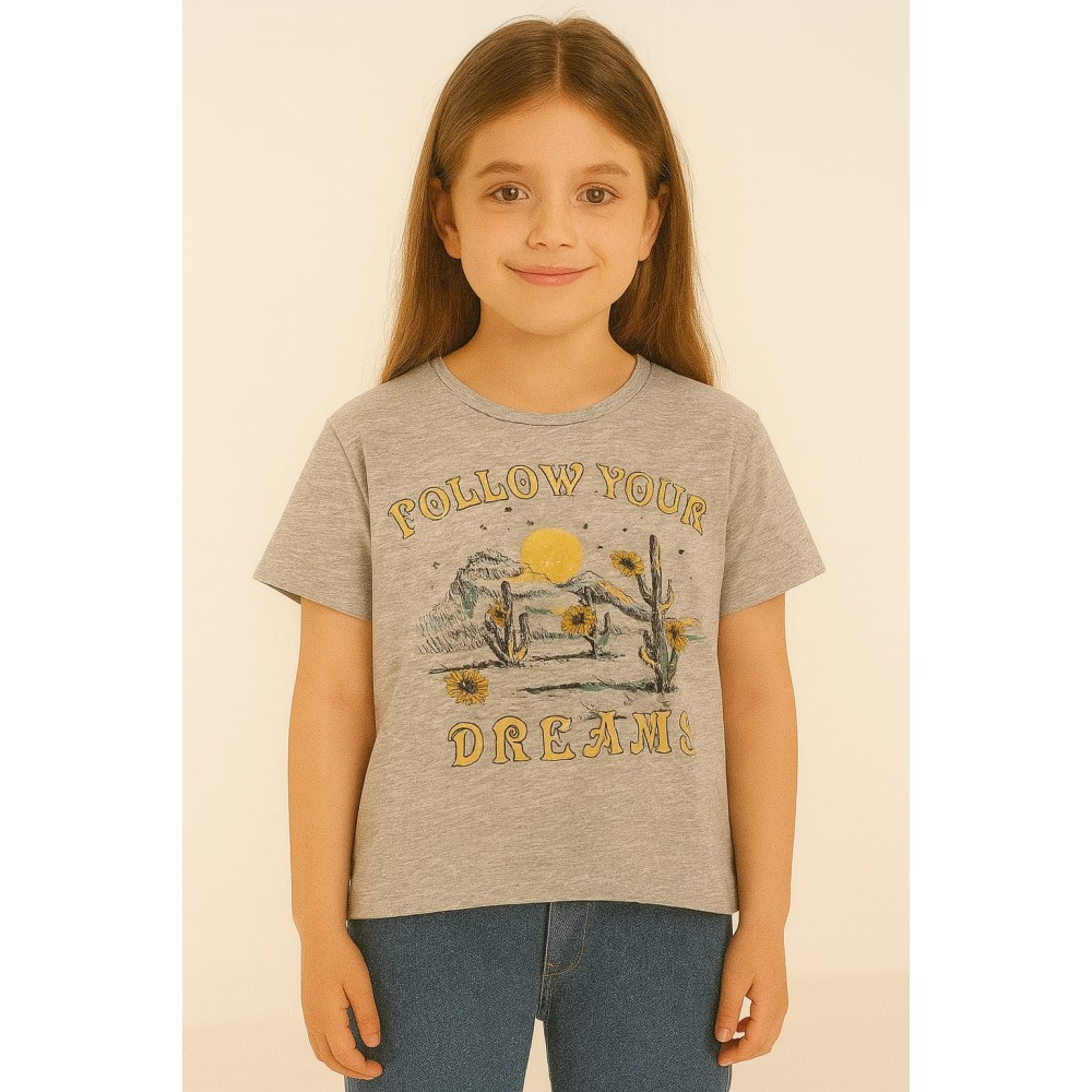 Παιδικο Τ.shirt Για Κοριστι  10-14 Χρονων  Γρι Μελανζε