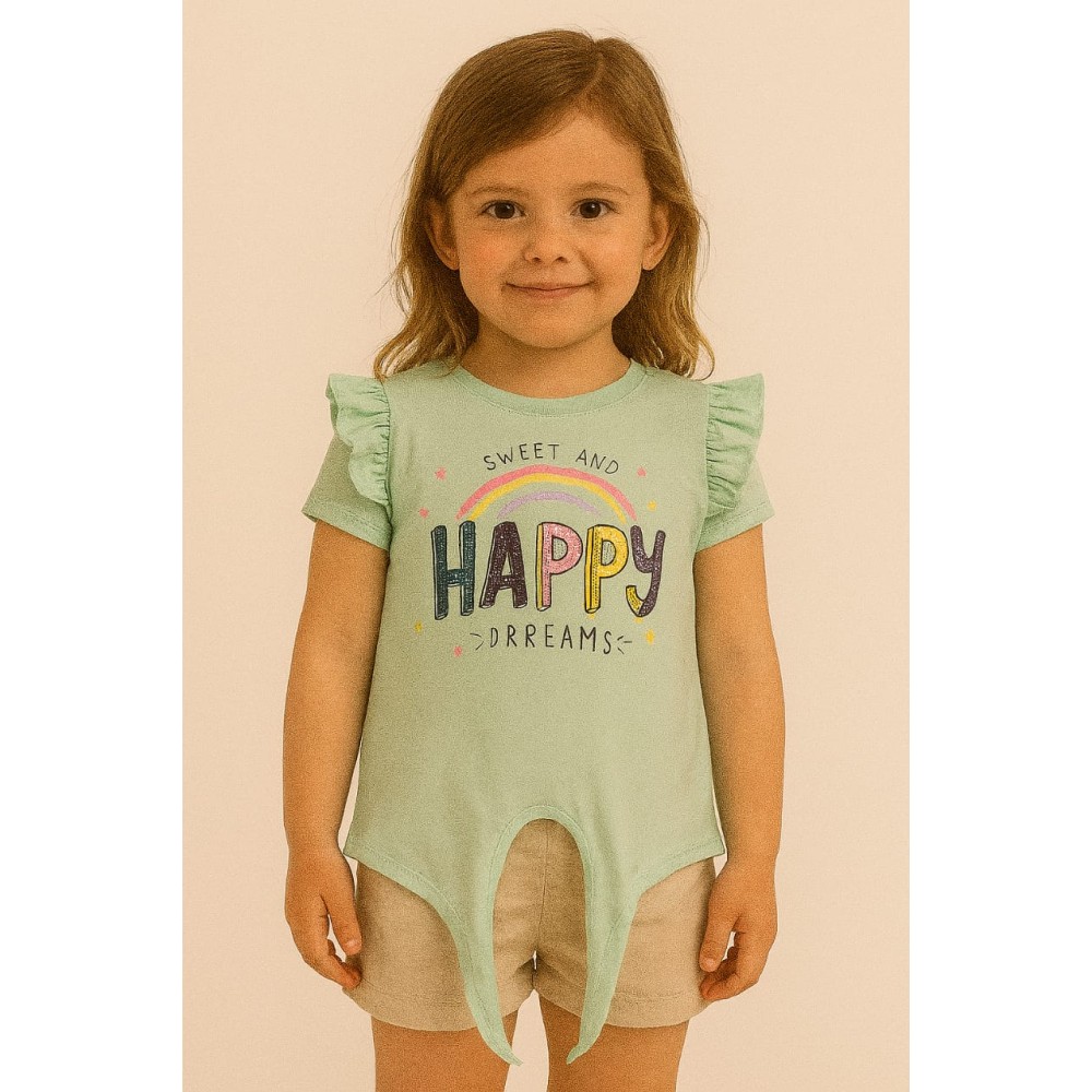 Παιδικο Τ.shirt Για Κοριστι 2-5 Χρονων  Φυστικι