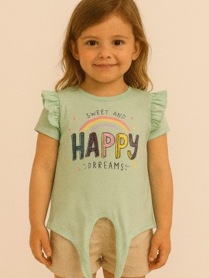 Παιδικο Τ.shirt Για Κοριστι 2-5 Χρονων  Φυστικι