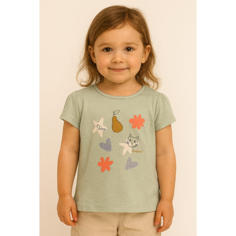 Παιδικο Τ.shirt Για Κοριστι 2-5 Χρονων  Φυστικι