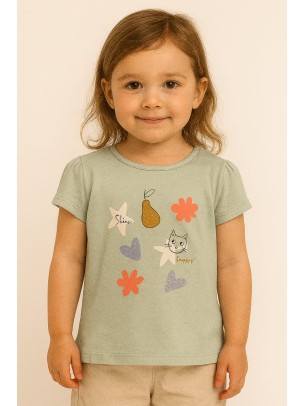 Παιδικο Τ.shirt Για Κοριστι 2-5 Χρονων  Φυστικι