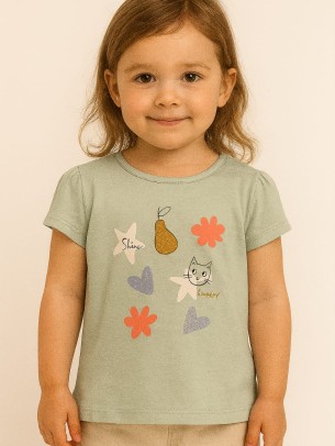 Παιδικο Τ.shirt Για Κοριστι 2-5 Χρονων  Φυστικι