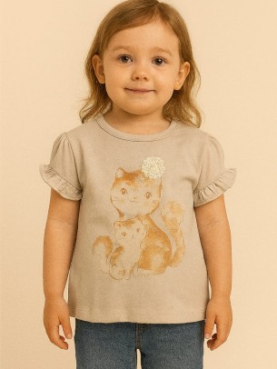 Παιδικο Τ.shirt Για Κοριστι 2-5 Χρονων  Κρεμ