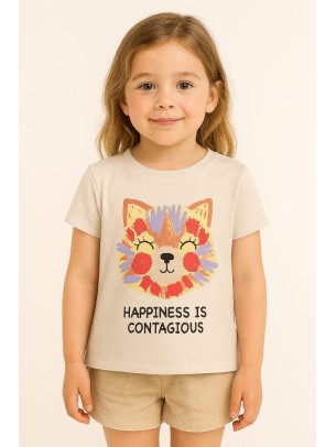 Παιδικο Τ.shirt Για Κοριστι 2-5 Χρονων  Κρεμ