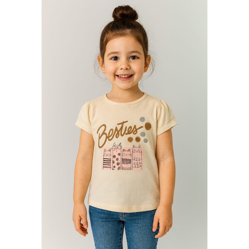 Παιδικο Τ.shirt Για Κοριστι 2-5 Χρονων  Κρεμ