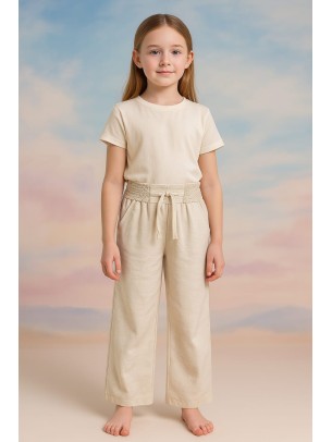 Παιδικο Παντελονι Για Κοριτσι 3-7 Χρονων Μπεζ