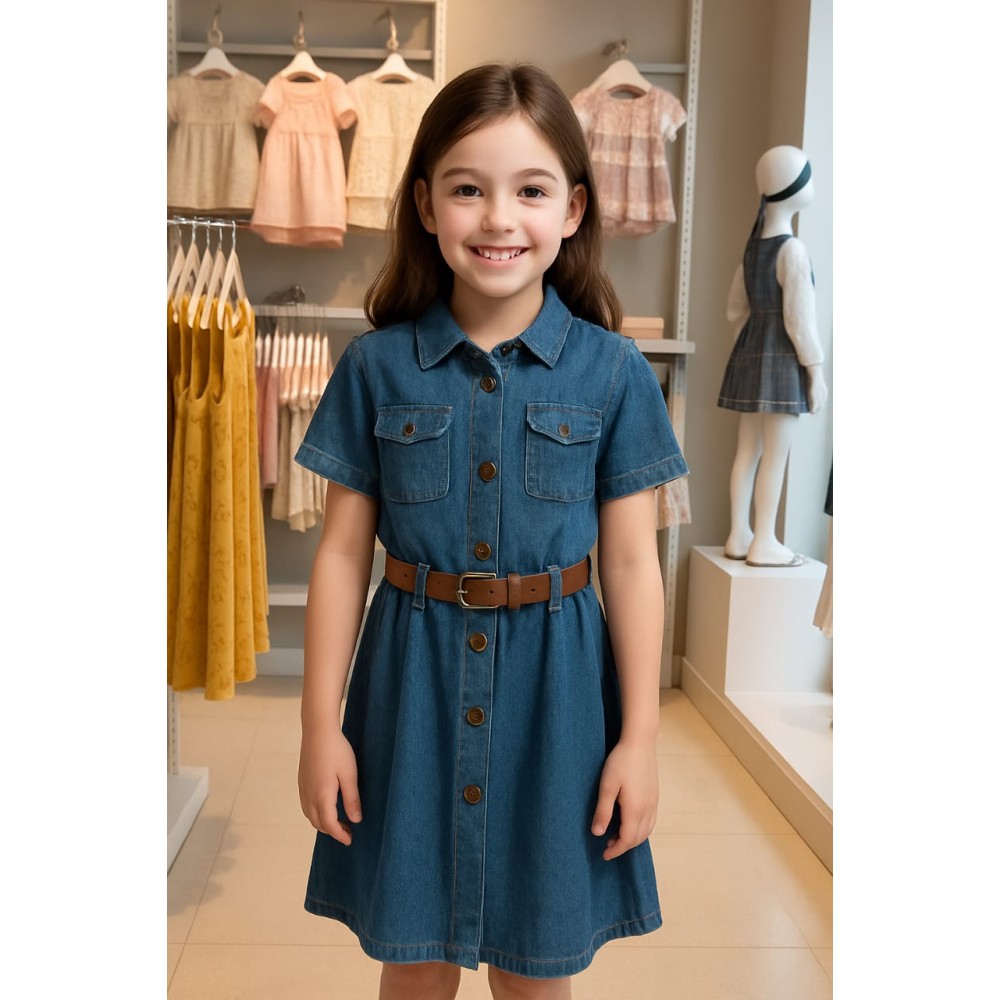 Παιδικο Φορεμα Τζιν 6-9 Χρονων Μπλε