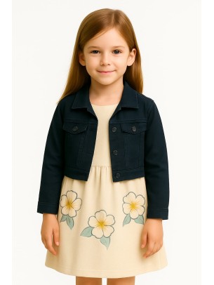 Παιδικο Φορεμα Με Τζιν Ζακετα 4-7 Χρονων Μπεζ- Σκουρο Μπλε