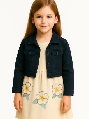 Παιδικο Φορεμα Με Τζιν Ζακετα 4-7 Χρονων Μπεζ- Σκουρο Μπλε