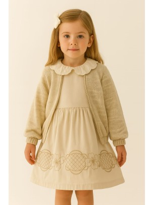 Παιδικο Φορεμα  Με Πλεκτη Ζακετα 3-6 Χρονων Κρεμ