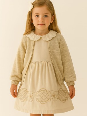 Παιδικο Φορεμα  Με Πλεκτη Ζακετα 3-6 Χρονων Κρεμ