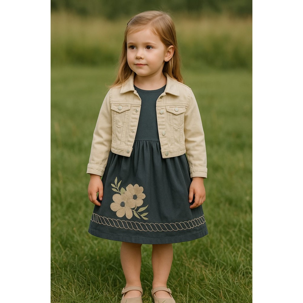 Παιδικο Φορεμα Με Τζιν Ζακετα  2-6 Χρονων Σκουρο Μπλε