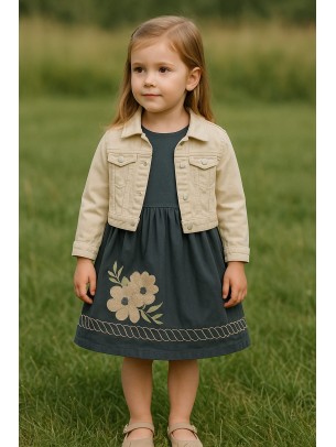 Παιδικο Φορεμα Με Τζιν Ζακετα  2-6 Χρονων Σκουρο Μπλε