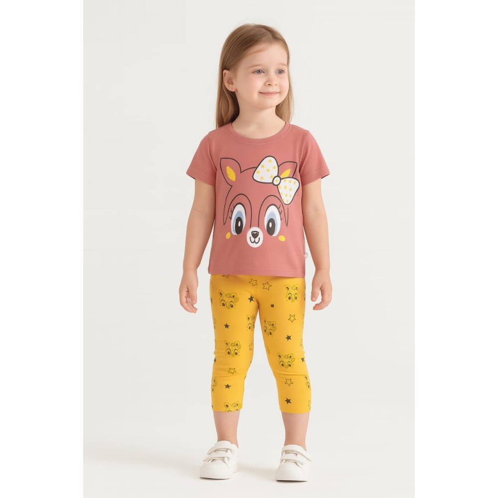 Παιδικο Σετ Για Κοριτσι 3-7 χρονων Κοραλι- Κιτρινο