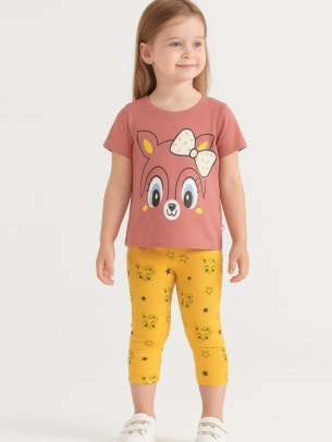 Παιδικο Σετ Για Κοριτσι 3-7 χρονων Κοραλι- Κιτρινο