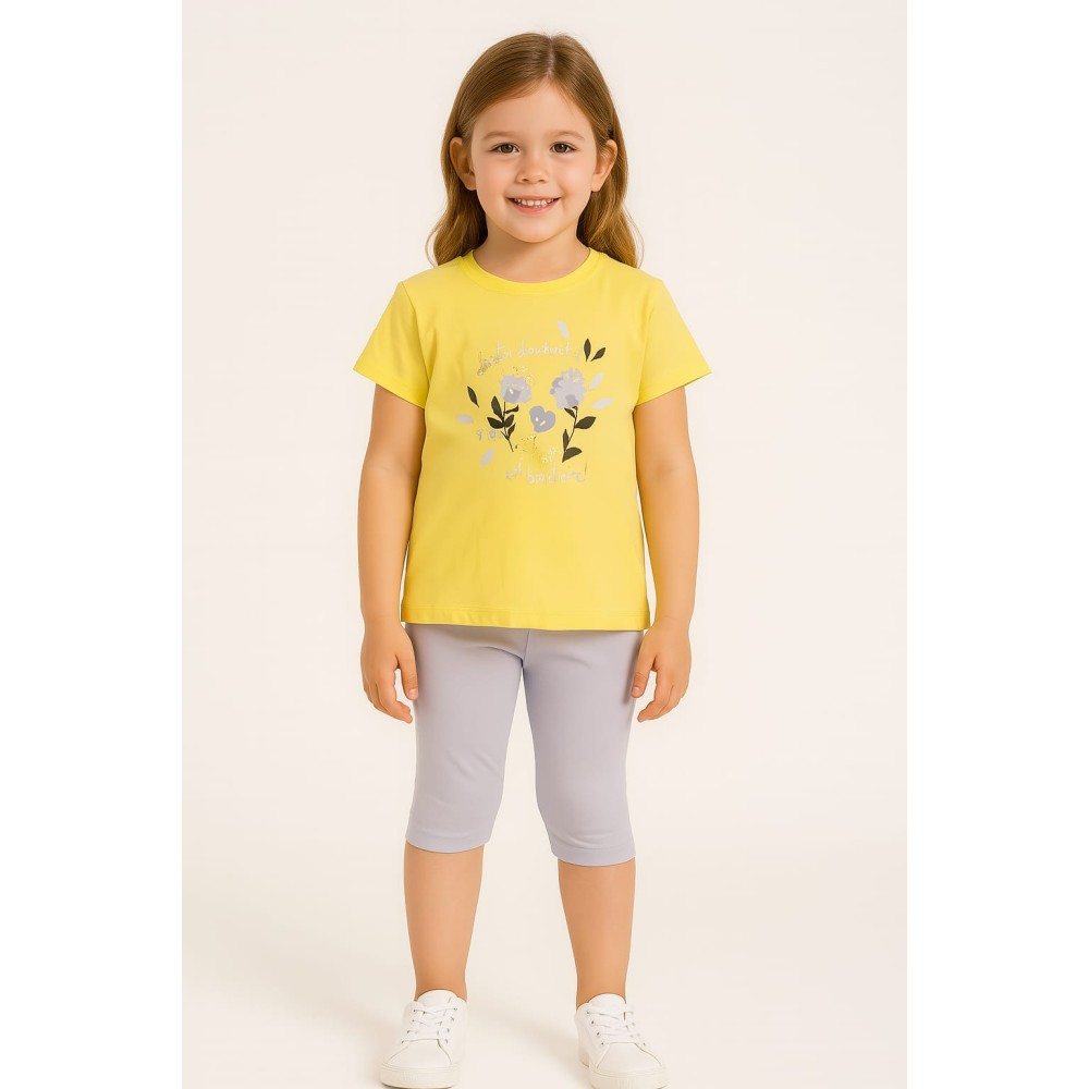 Παιδικο Σετ Για Κοριτσι 3-6 Χρονων Κιτρινο -Λιλα