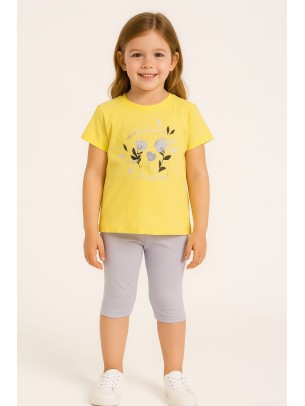 Παιδικο Σετ Για Κοριτσι 3-6 Χρονων Κιτρινο -Λιλα