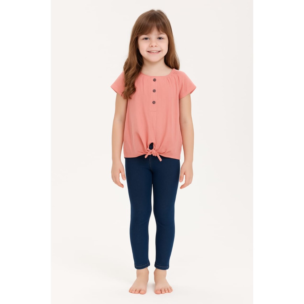 Παιδικο Σετ Για Κοριτσι 2-5 Χρονων Ροδακινι-Σκουρο Μπλε