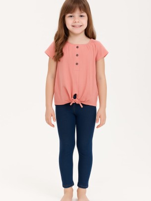 Παιδικο Σετ Για Κοριτσι 2-5 Χρονων Ροδακινι-Σκουρο Μπλε