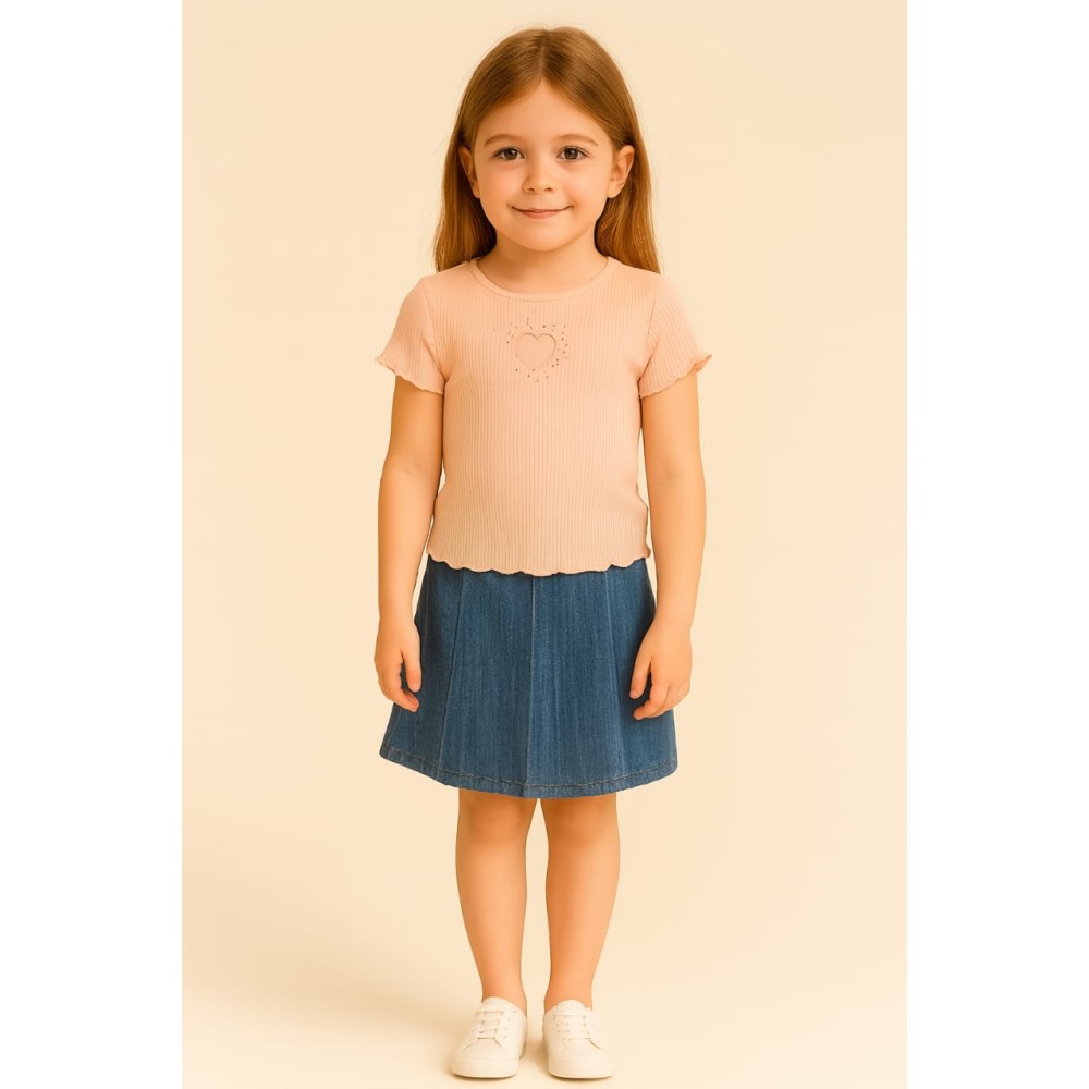 Παιδικο Σετ  Με Τζιν Φουστα Σορτς 6-9 Χρονων Σομον 