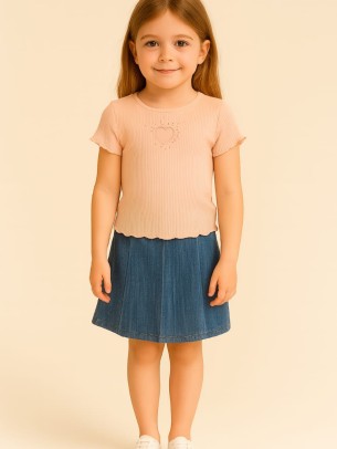 Παιδικο Σετ  Με Τζιν Φουστα Σορτς 6-9 Χρονων Σομον 