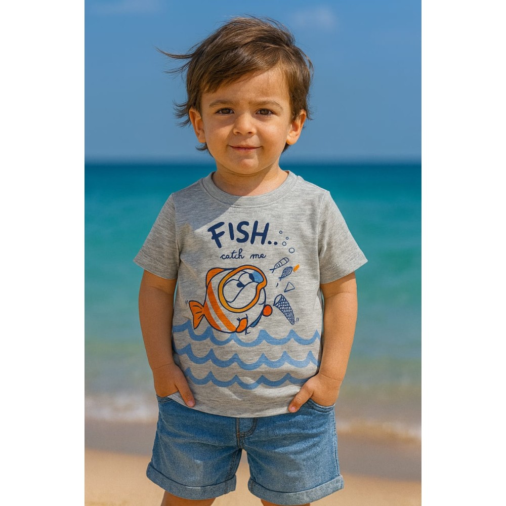 Παιδικο Τ.shirt Για Αγορι 2-5 Χρονων  Γκρι Μελανζε