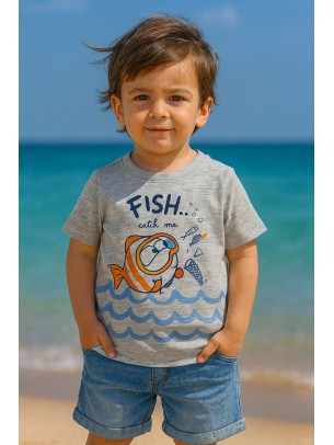 Παιδικο Τ.shirt Για Αγορι 2-5 Χρονων  Γκρι Μελανζε