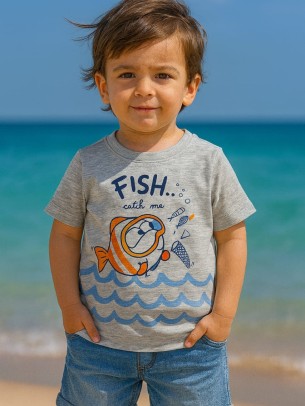 Παιδικο Τ.shirt Για Αγορι 2-5 Χρονων  Γκρι Μελανζε