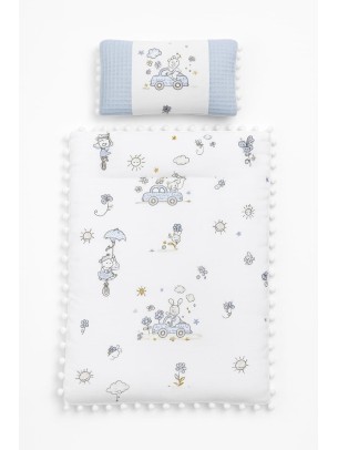 Μουσελινα Στρωμα Αλλαγης Λευκο Μπλε