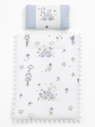 Μουσελινα Στρωμα Αλλαγης Λευκο Μπλε