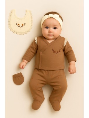 Σετ Νεογεννητο Για Κοριτσι Καφε 0-3 Μηνων