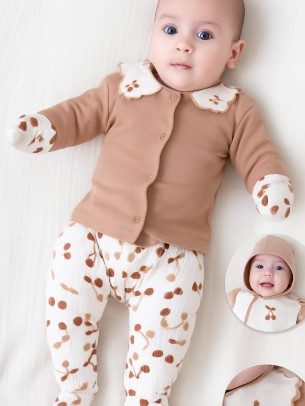 Σετ Νεογεννητο Για Κοριτσι Καφε 0-3 Μηνων