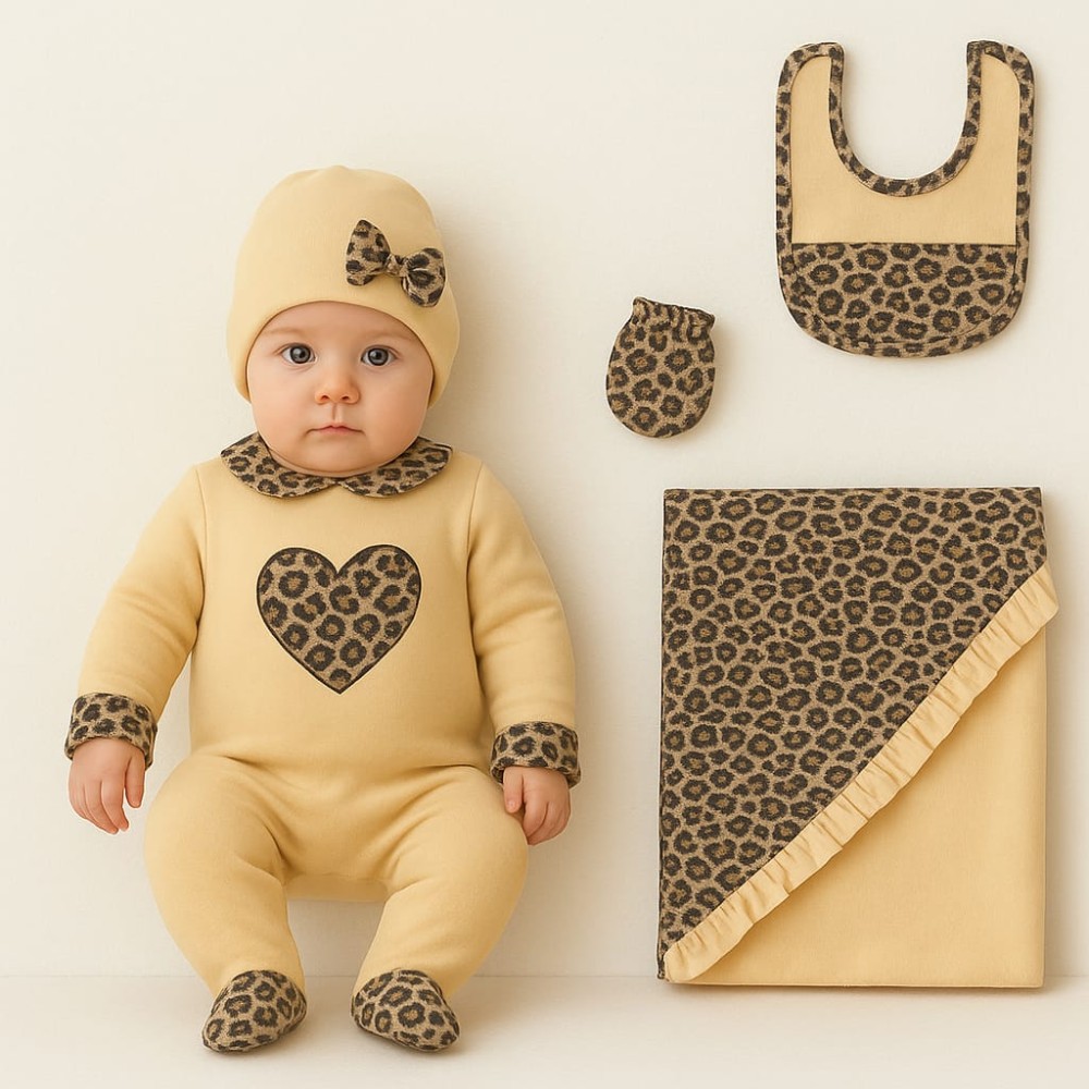 Σετ Νεογεννητο Για Κοριτσι Ανοιχτο Καφε 0-3 Μηνων