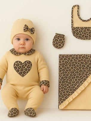 Σετ Νεογεννητο Για Κοριτσι Ανοιχτο Καφε 0-3 Μηνων