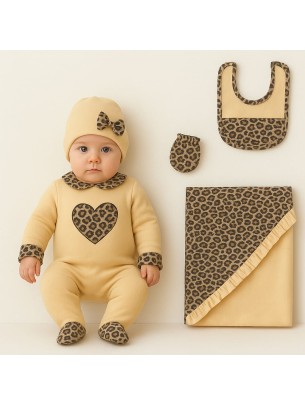 Σετ Νεογεννητο Για Κοριτσι Ανοιχτο Καφε 0-3 Μηνων