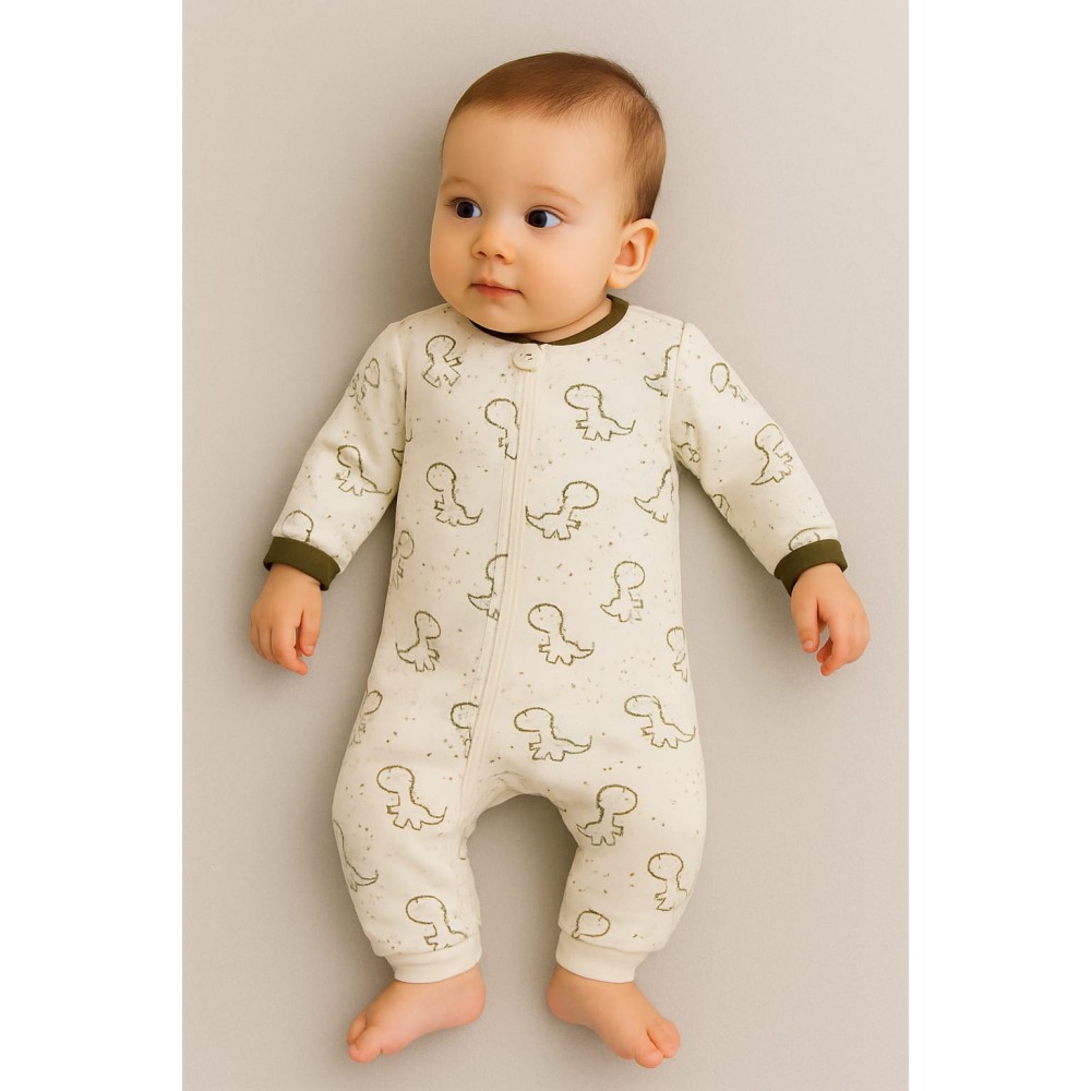 Βρεφικό Φορμάκι Για Αγόρι 9-18 Μηνών Λευκό-Χακί