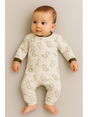 Βρεφικό Φορμάκι Για Αγόρι 9-18 Μηνών Λευκό-Χακί