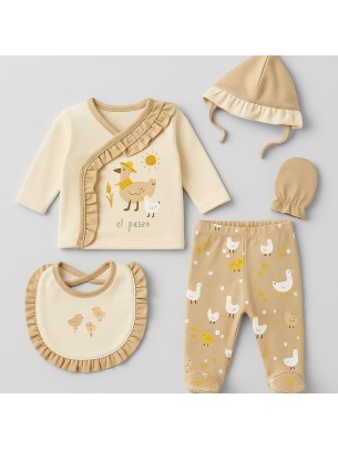 Σετ Νεογέννητο 5Τμχ Για Κορίτσι 0-3 Μηνών Μπεζ