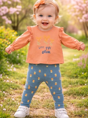 Βρεφικό Σετ Για Κορίτσι 6-24 Μηνών Ροδακινί