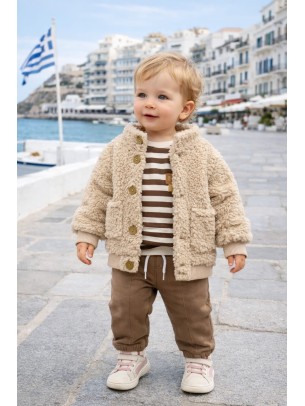 Βρεφικό Σετ με Φλις 3Τμχ Για Αγόρι 6-24 Μηνών Καφέ