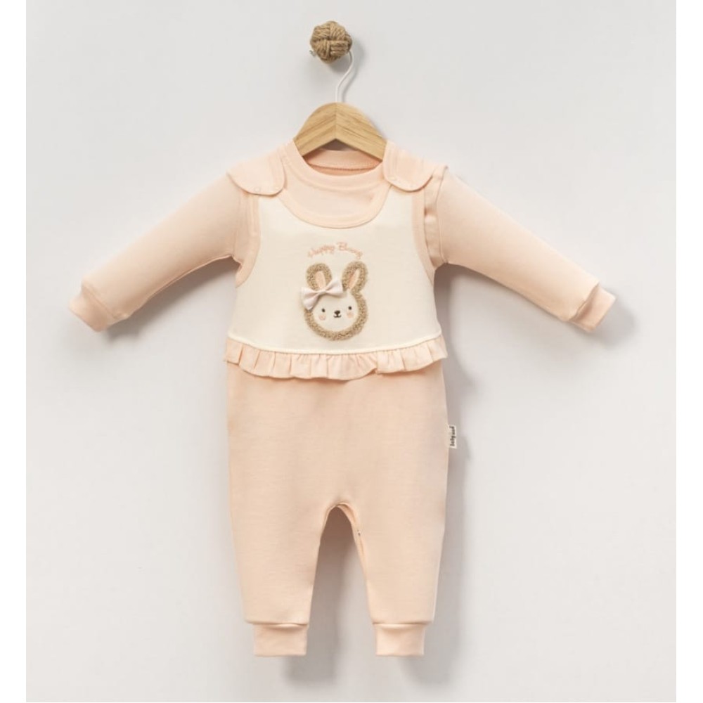 Βρεφικό Φορμάκι Σετ 2Τμχ Για Κορίτσι 3-12 Μηνών Σομόν