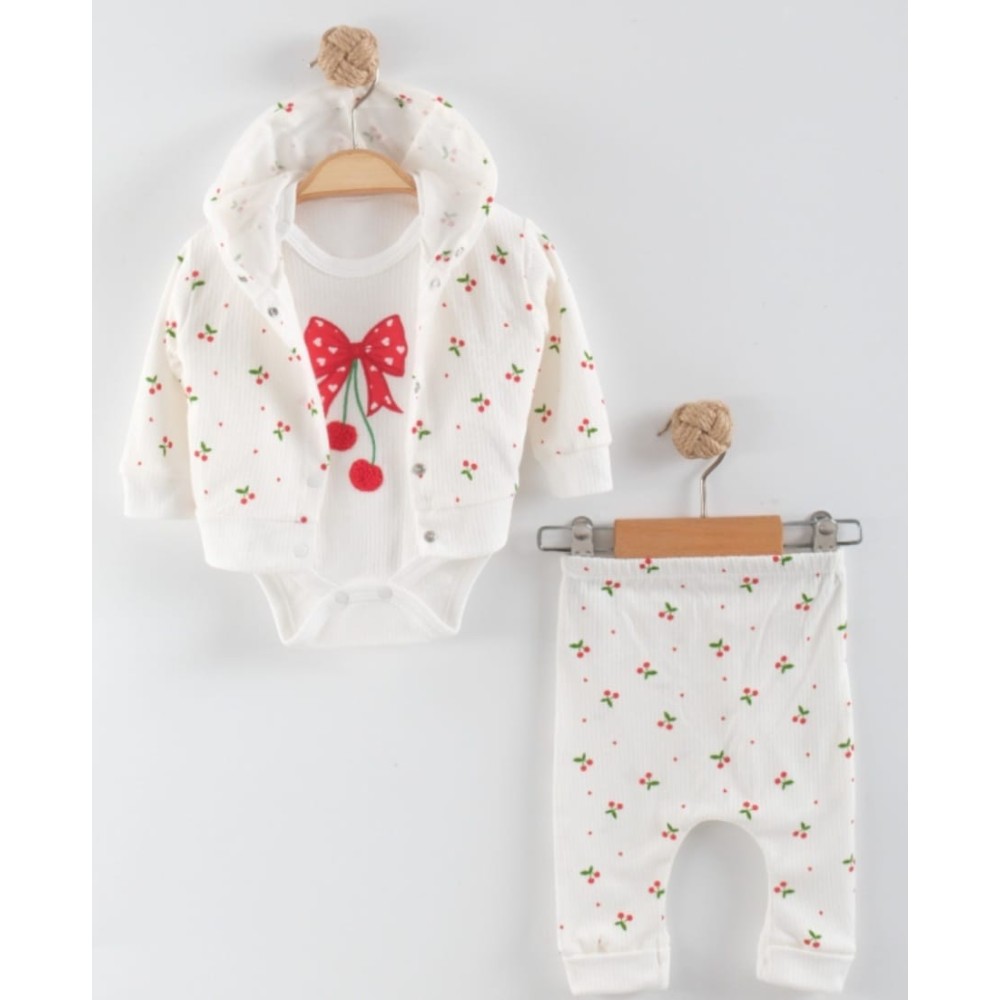 Βρεφικό Σετ Για Κορίτσι 3Τμχ 0-9 Μηνών Λευκο