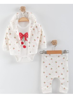 Βρεφικό Σετ Για Κορίτσι 3Τμχ 0-9 Μηνών Λευκο