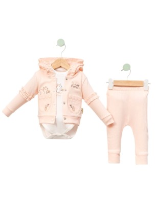 Βρεφικό Σετ 3Τμχ Για Κορίτσι 3-12 Μηνών Σομόν