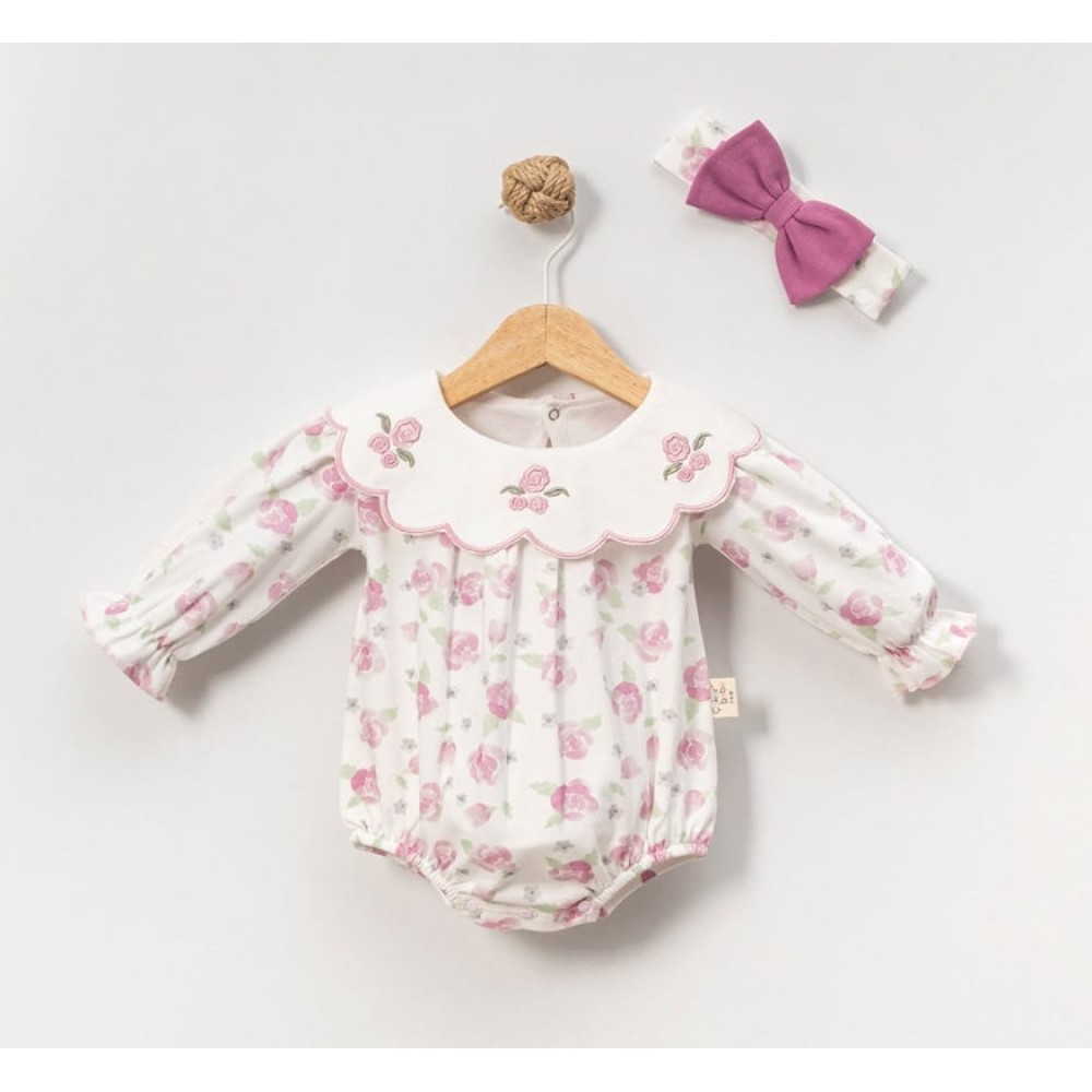 Βρεφική Μπλούζα Κορμάκι Για Κορίτσι 3-18 Μηνών Λευκό 