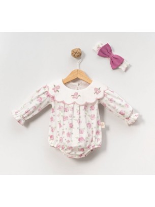 Βρεφική Μπλούζα Κορμάκι Για Κορίτσι 3-18 Μηνών Λευκό 