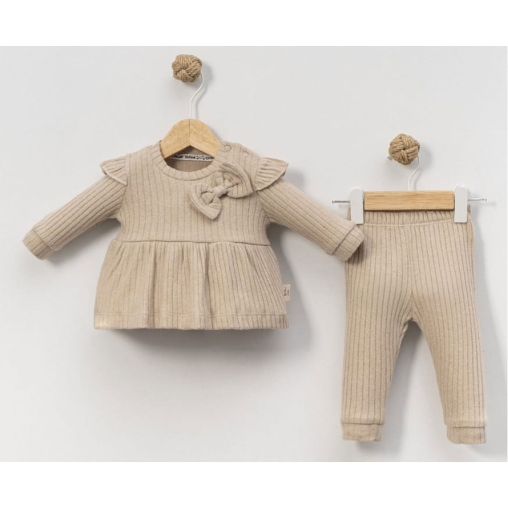 Βρεφικό Σετ με Φλις Για Κορίτσι 3-18 Μηνών Μπεζ