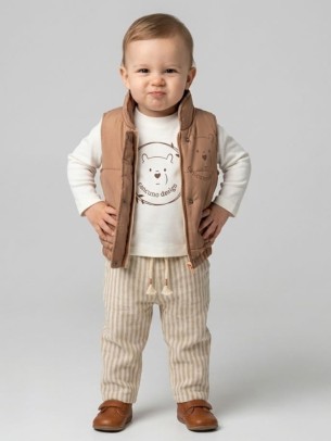 Βρεφικό Σετ 3Τμχ Για Αγόρι 9-18 Μηνών Καφέ
